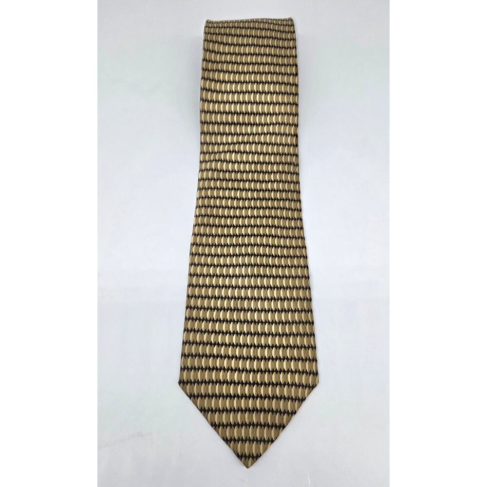 Gior Gio Brutini 100% Silk Tie Made In Italy‎ Gold Black Tan
